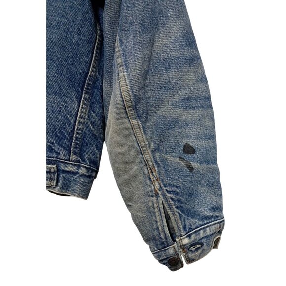 Levis Trucker Jacket Mens 40 Vintage Distressed Blanket Lined Blue Jean Denim Bu - Picture 14 of 16